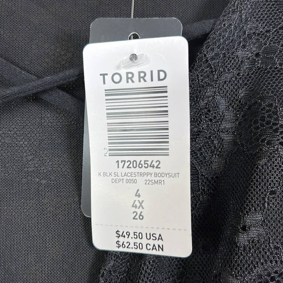 Torrid Size 4 Surplice Strappy Bodysuit in Lace Black - Picture 9 of 13